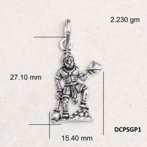 Lord Hanuman Pendant Plain 925 Silver