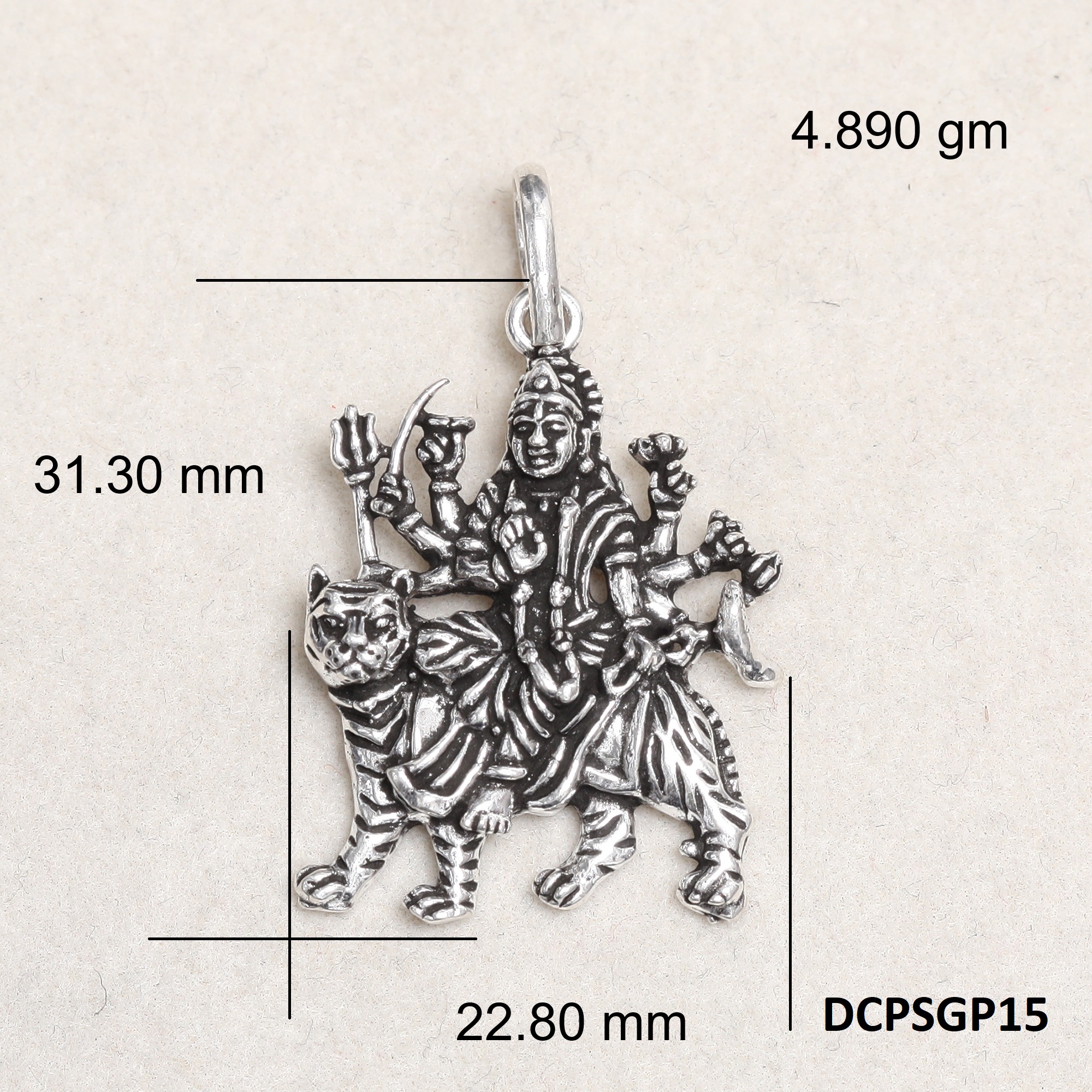 Vaishno Devi Pendant Plain 925 Silver