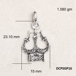 Trishul & Damru Pendant Plain 925 Silver