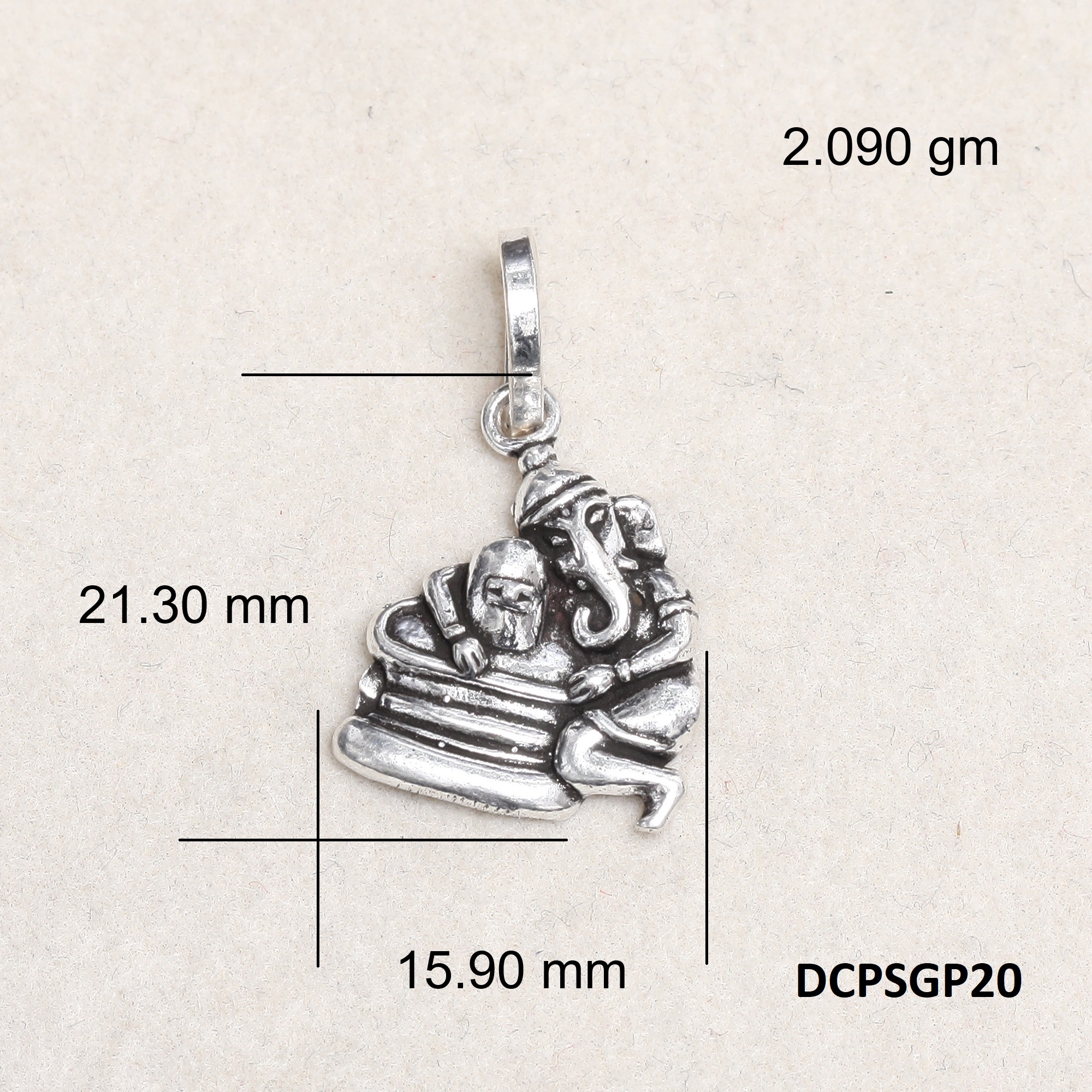 Lord Shiva & Ganesha Love Pendant Plain 925 Silver
