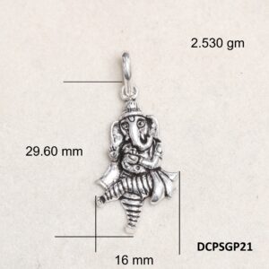 Dancing Ganesha Pendant Plain 925 Silver