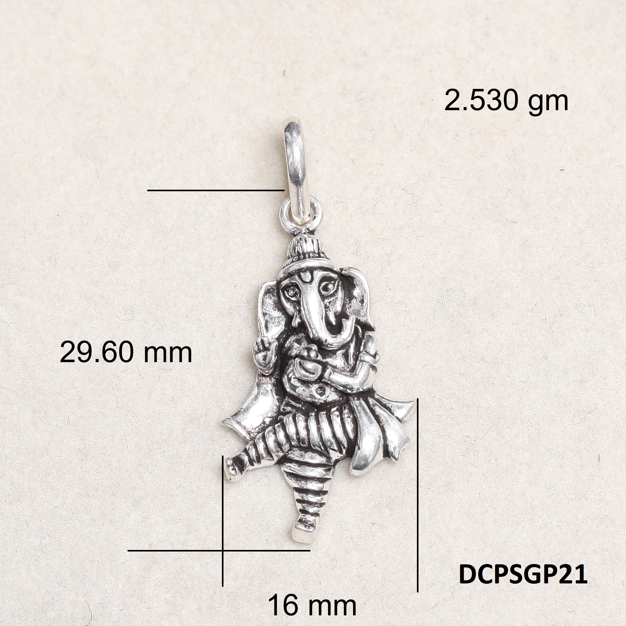 Dancing Ganesha Pendant Plain 925 Silver