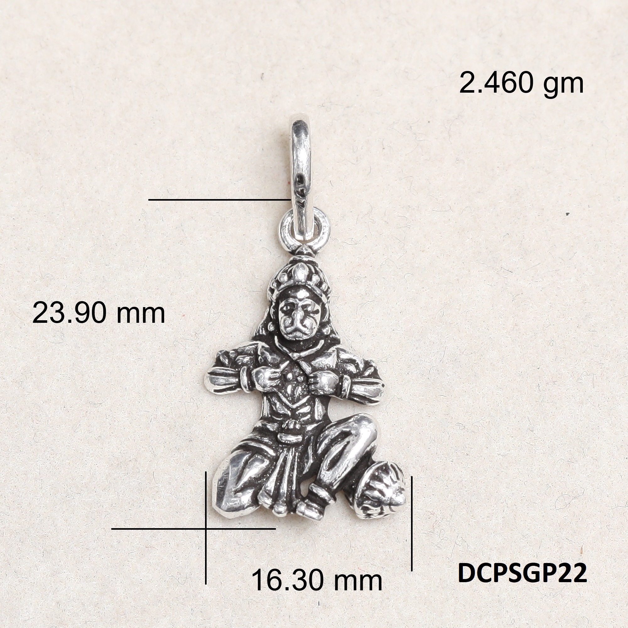 Lord Hanuman Pendant Plain 925 Silver
