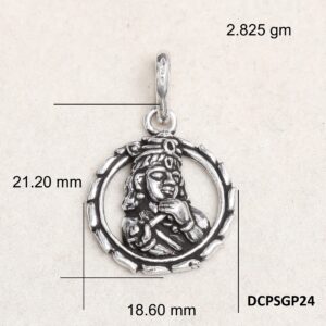 Lord Krishna Pendant Plain 925 Silver