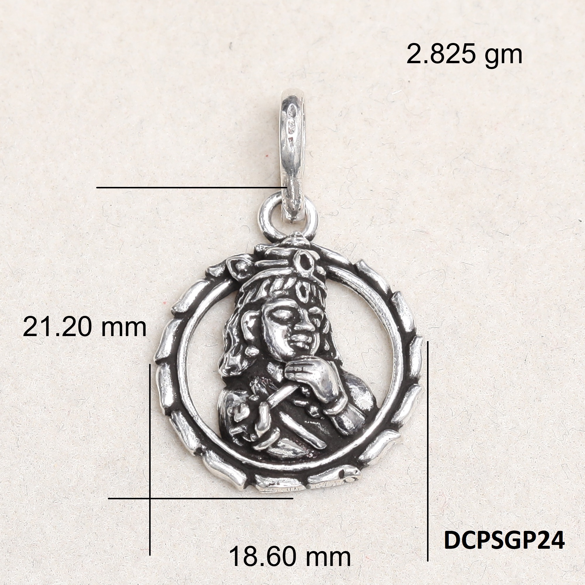 Lord Krishna Pendant Plain 925 Silver