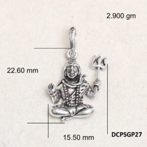 Lord Shiva Pendant Plain 925 Silver