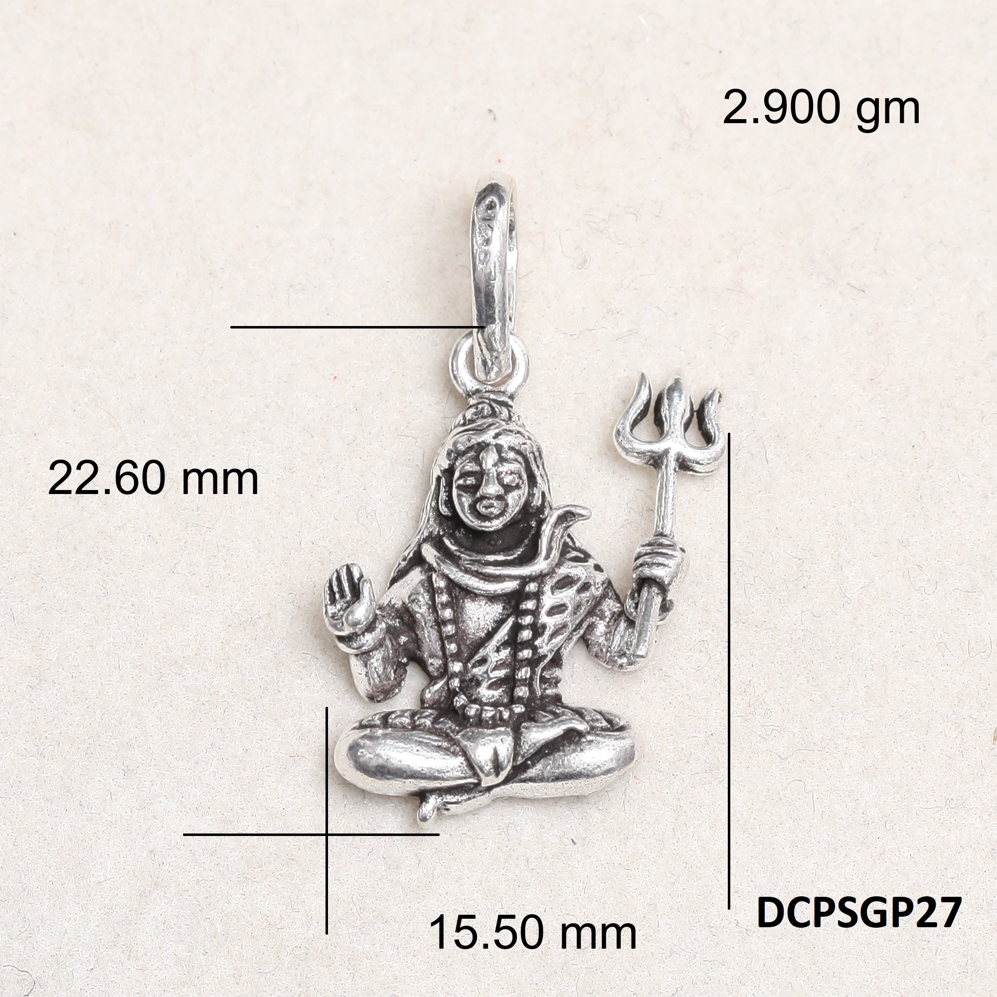 Lord Shiva Pendant Plain 925 Silver