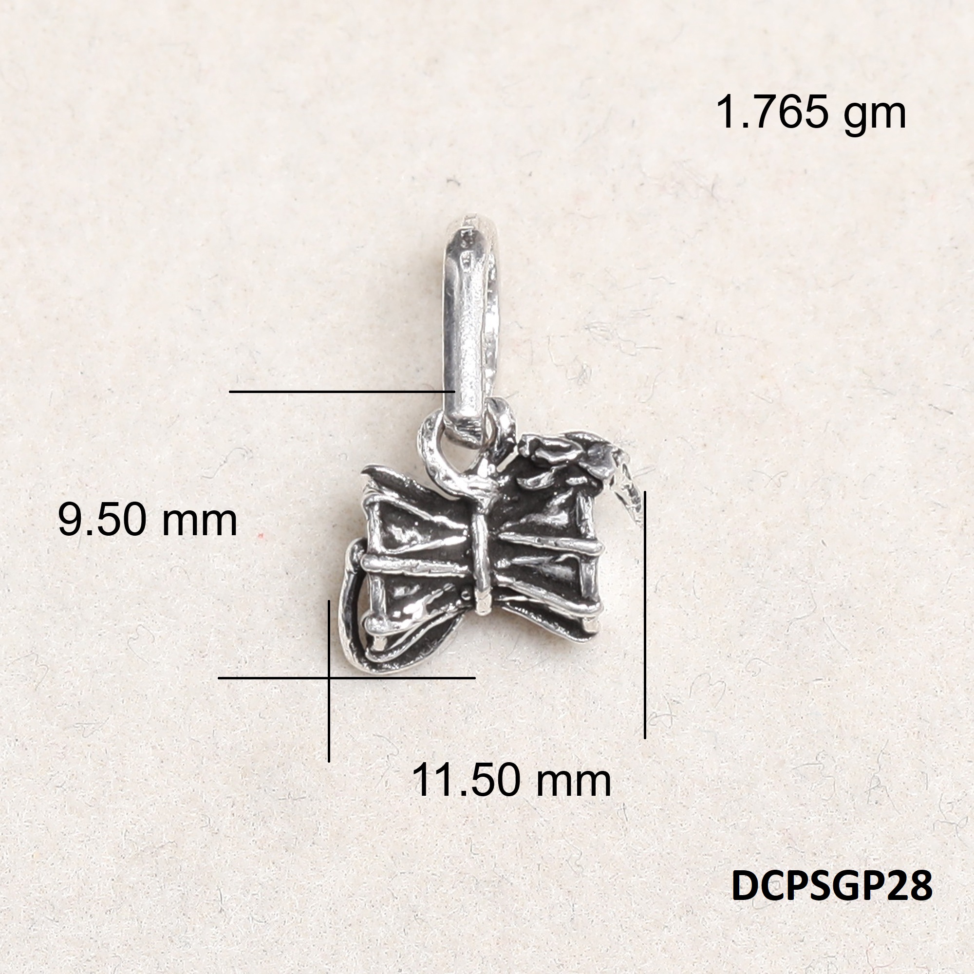 Lord Shiva Damru Pendant Plain 925 Silver