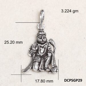 Lord Hanuman Pendant Plain 925 Silver