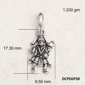 Lord Hanuman Pendant Plain 925 Silver