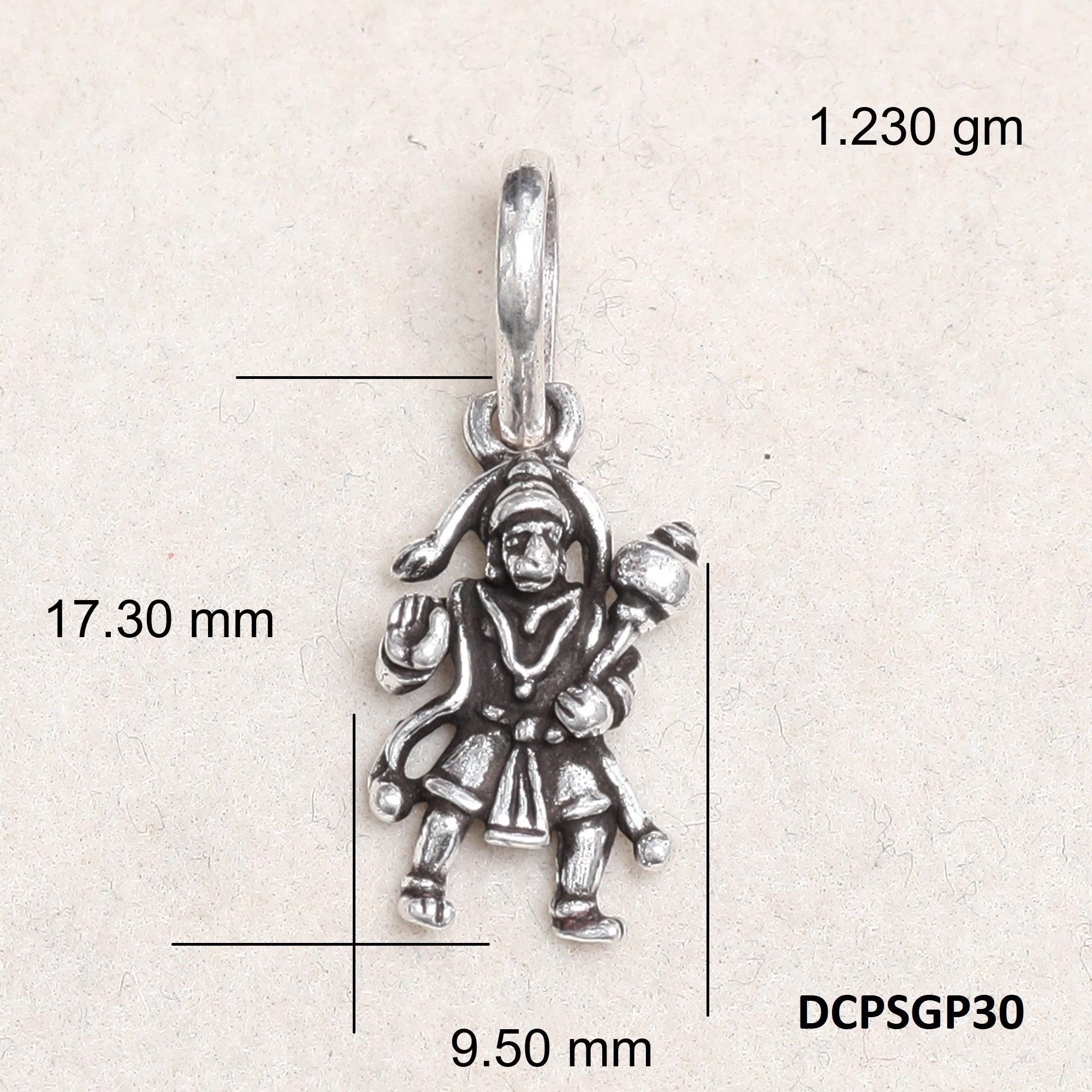 Lord Hanuman Pendant Plain 925 Silver