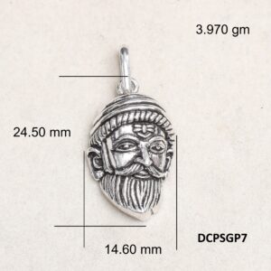 Great Shivaji Pendant Plain 925 Silver