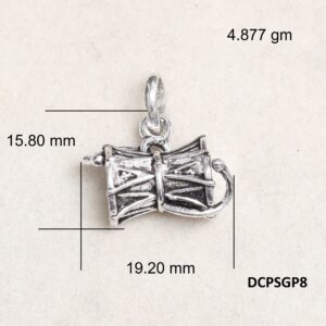 Lord Mahadev damru Pendant Plain 925 Silver