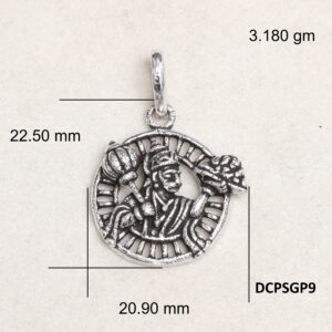 Lord Hanuman Pendant Plain 925 Silver