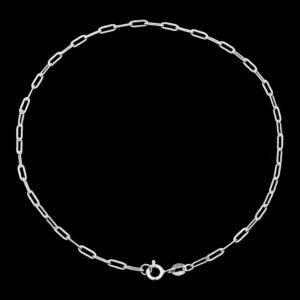 Large paperclip Anklet plain 925 Silver.