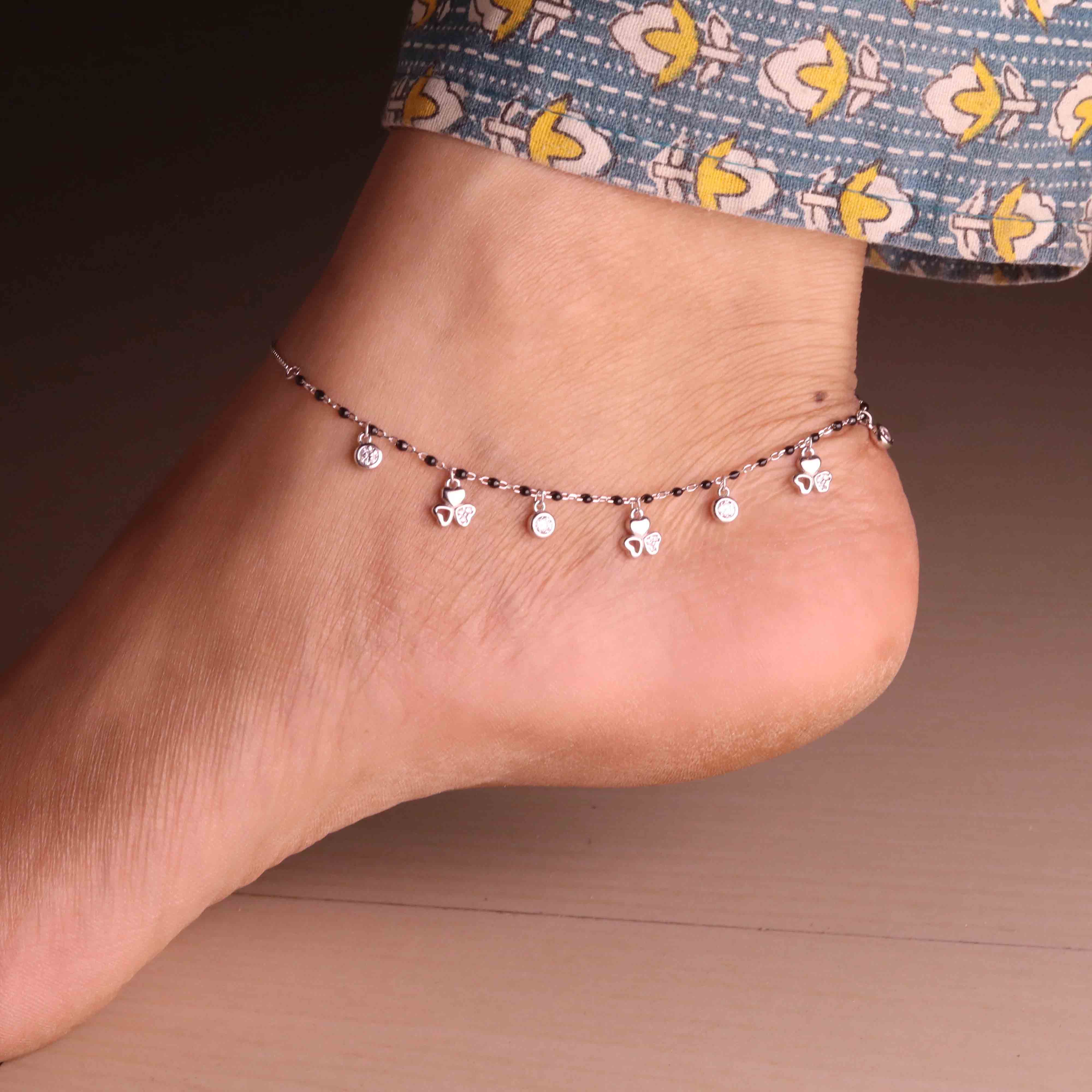 Chic Silver Payal with Hanging Charms for Women