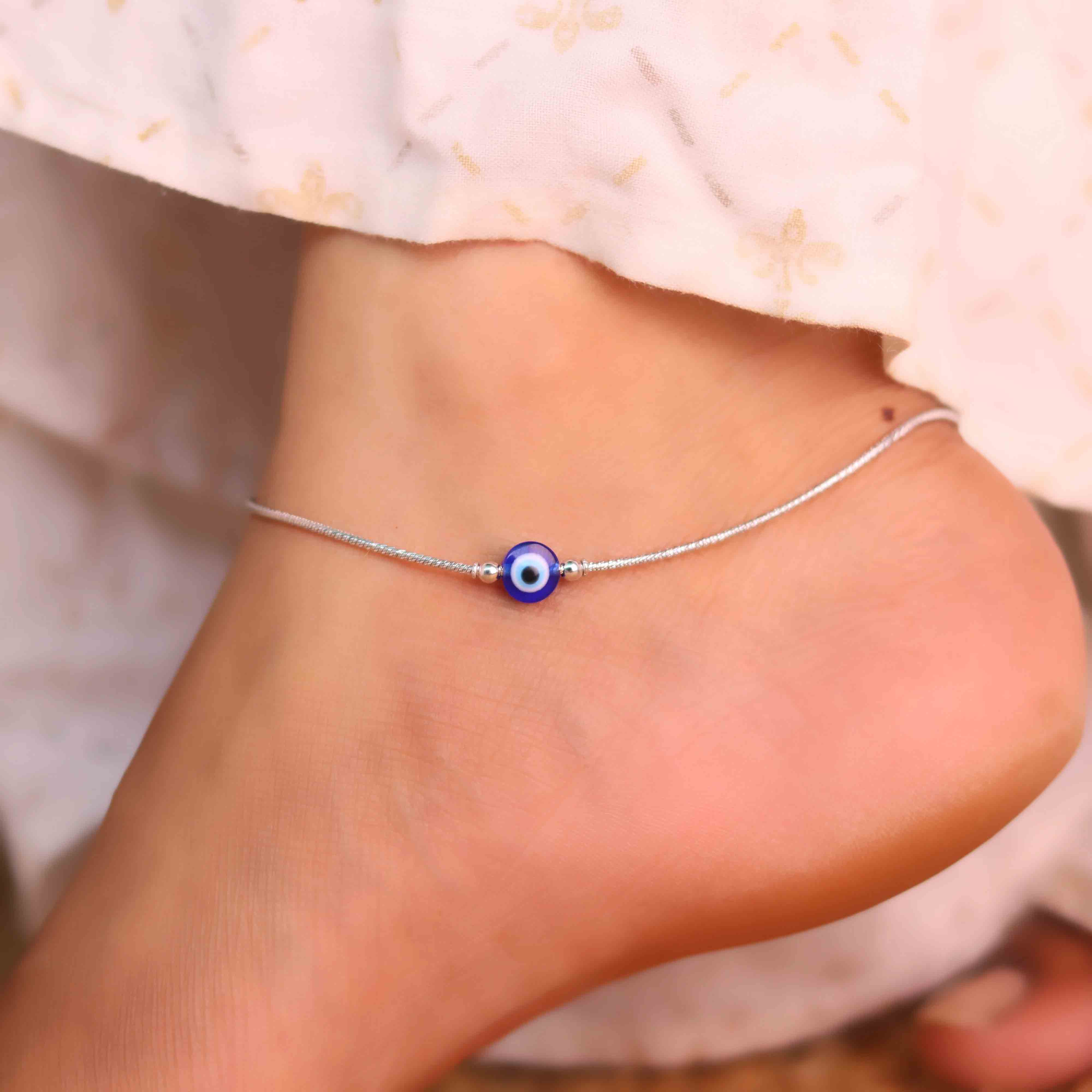 Silver Noor E Nazar Anklet