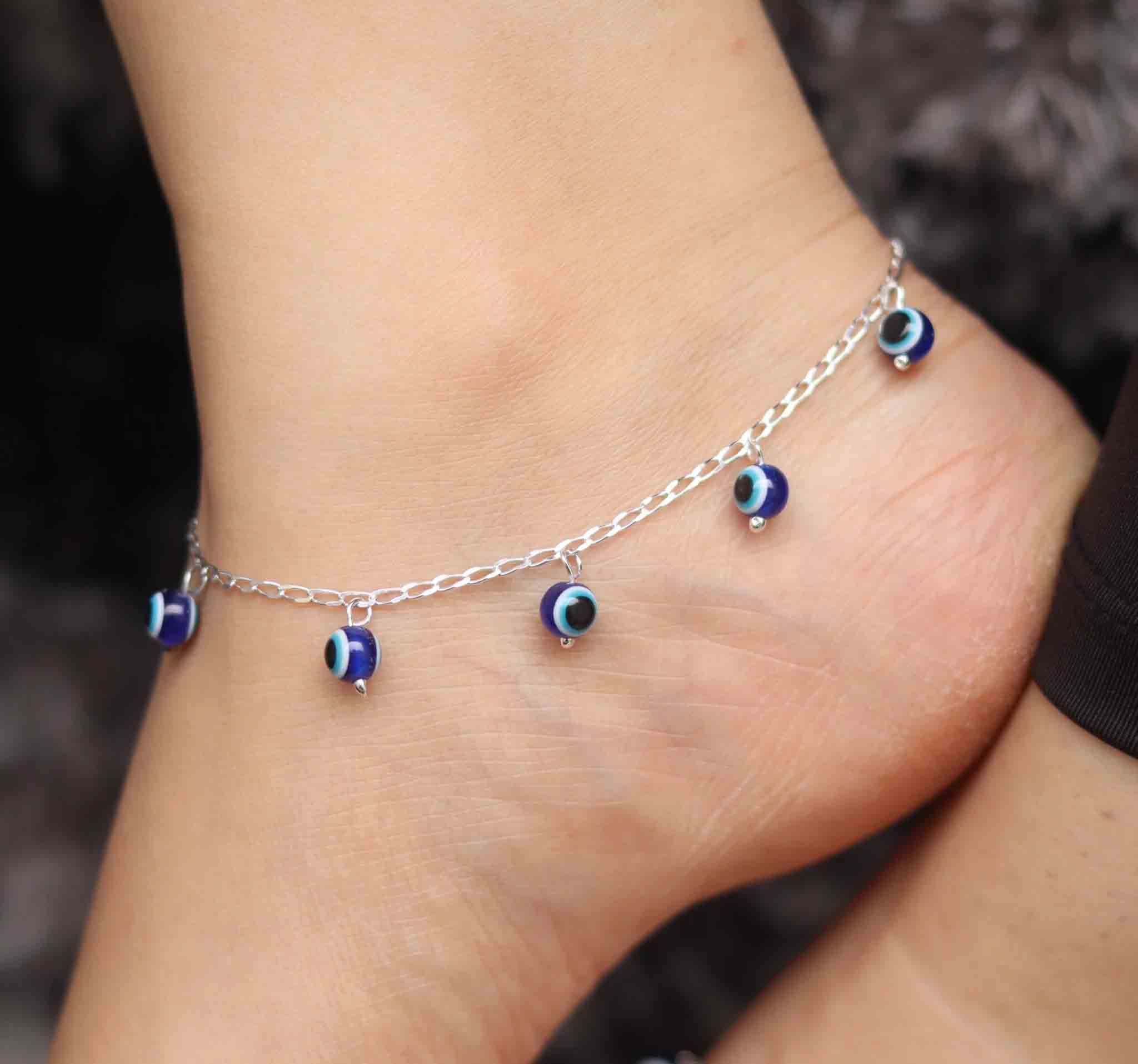 Silver Hanging Evil Eye Payal