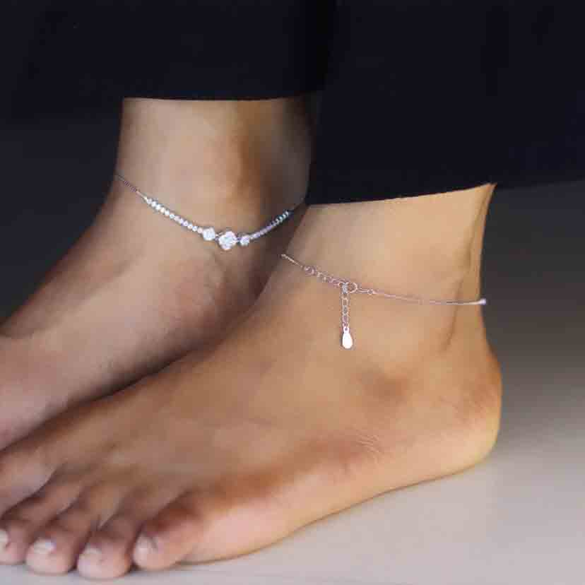 Frosted Mist Silver Payal - Image 4