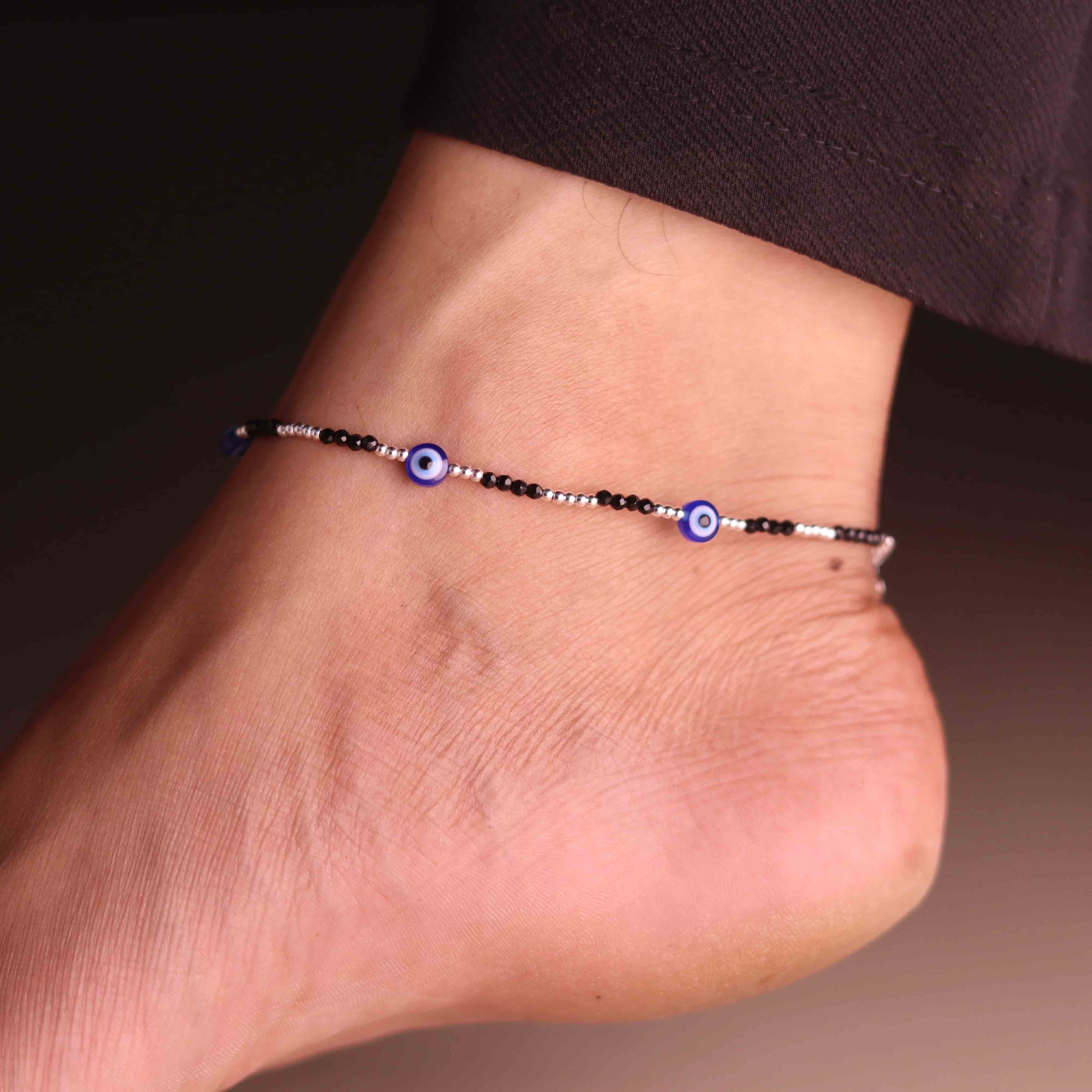 Evil Eye Silver Charmer Payal for Women