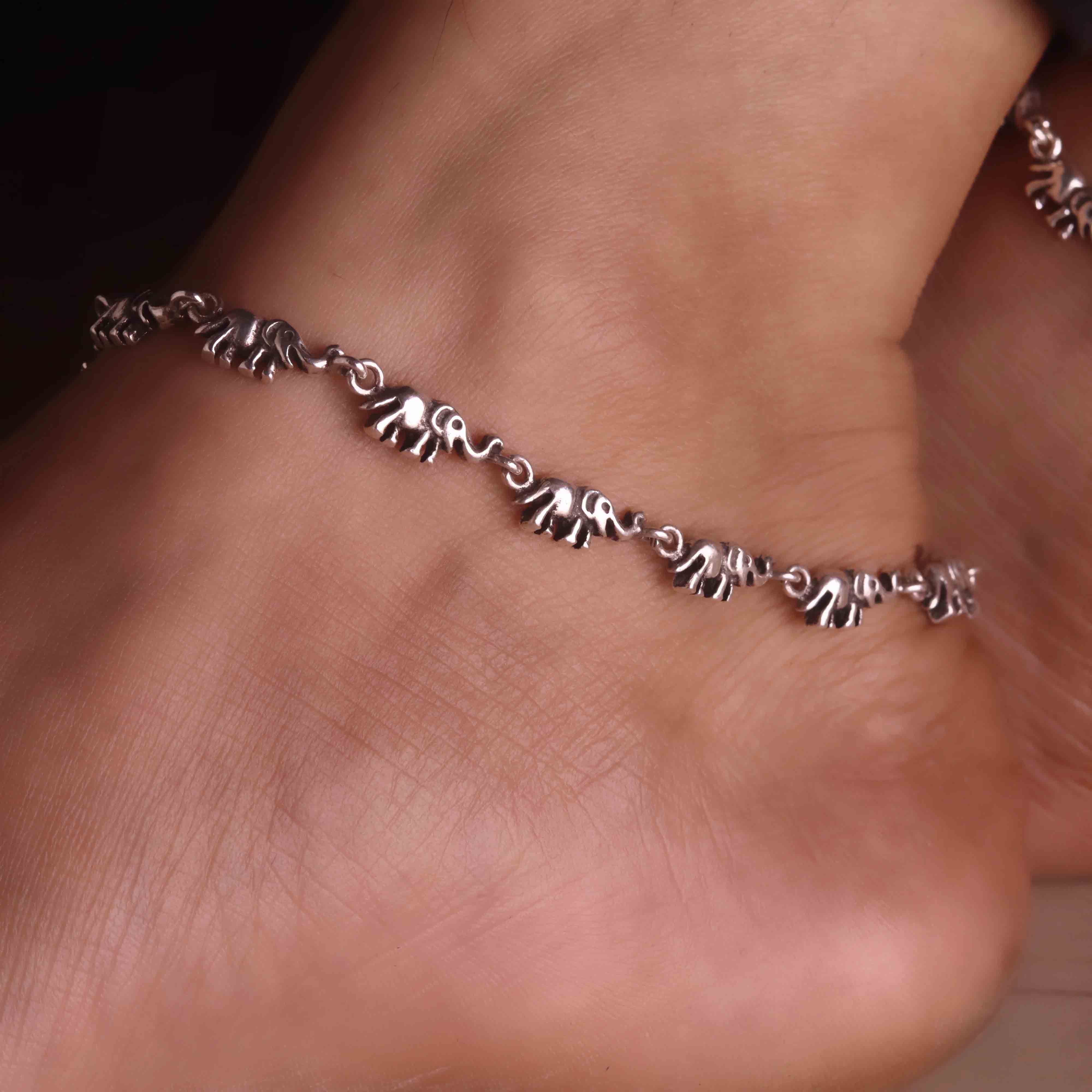 Royal Elephant Silver Payal for Women