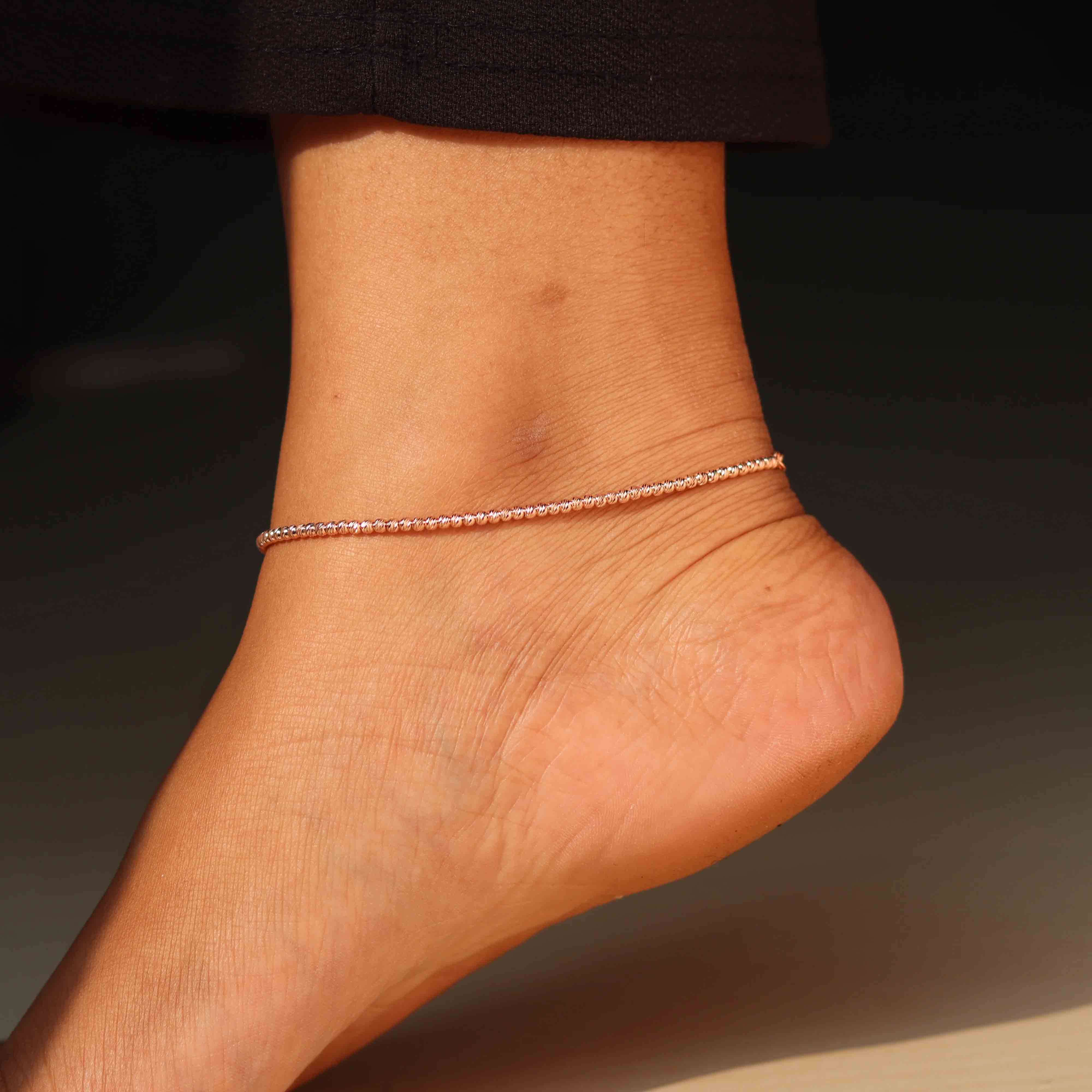 Beaded rose gold Payal for Women