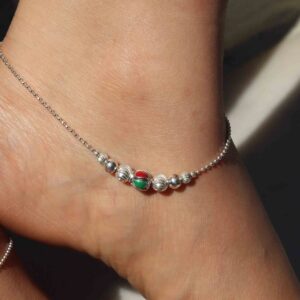 Silver Multi Beads Payal