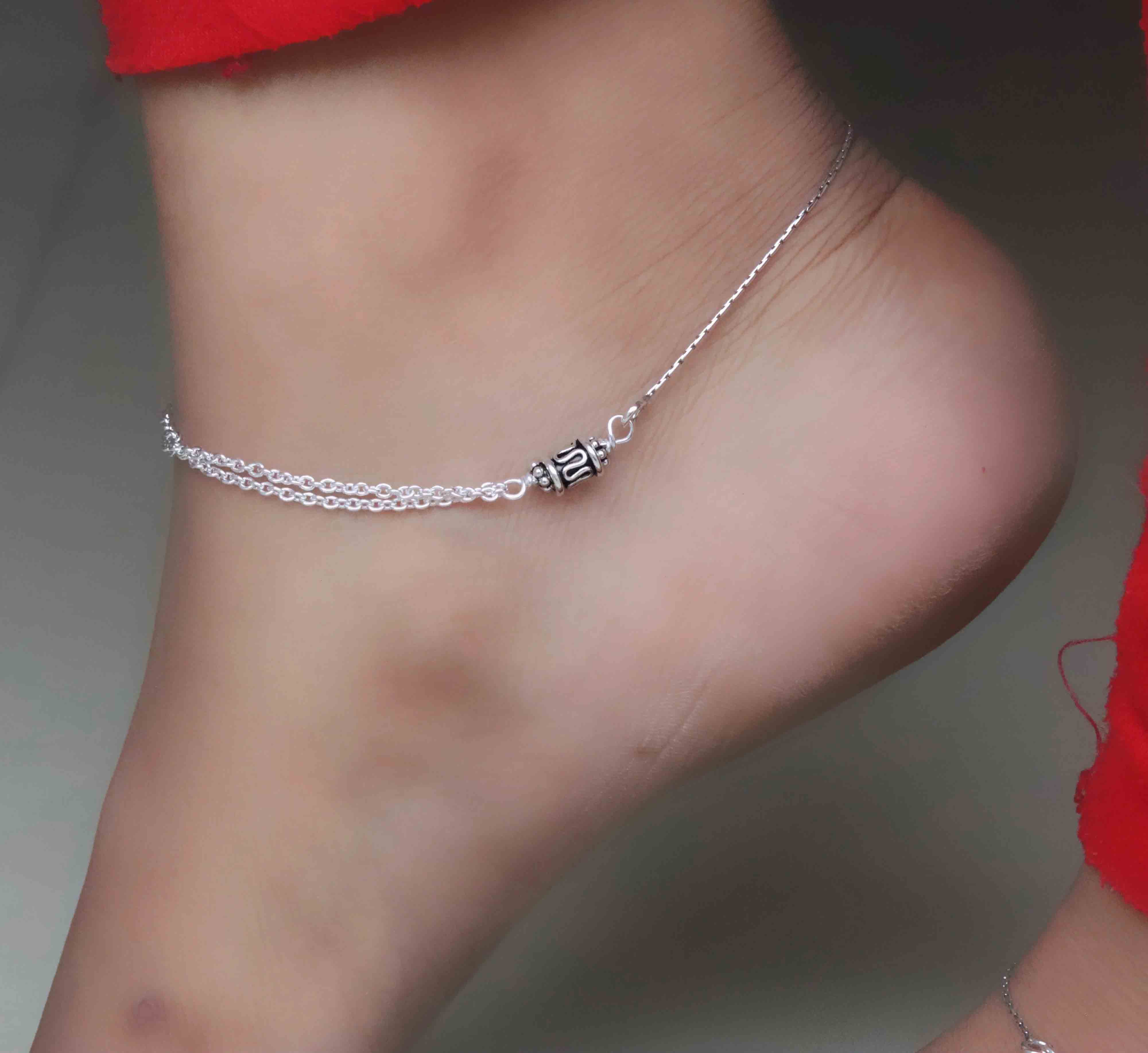 Multiple Layer Silver Chain with Beads Payal