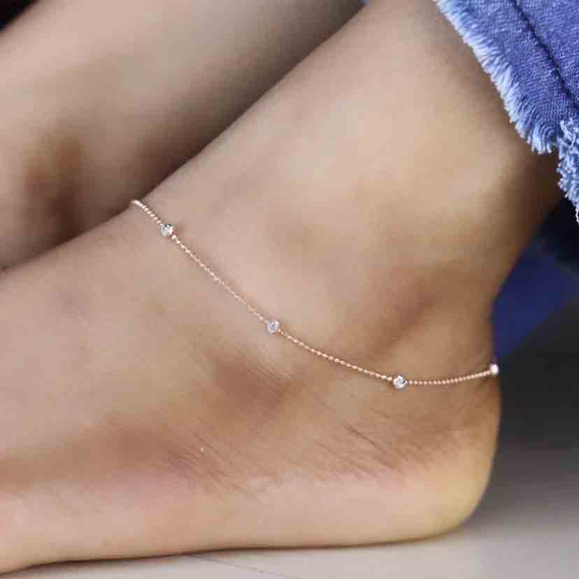 Rose Gold Gleam Stone Payal - Image 2