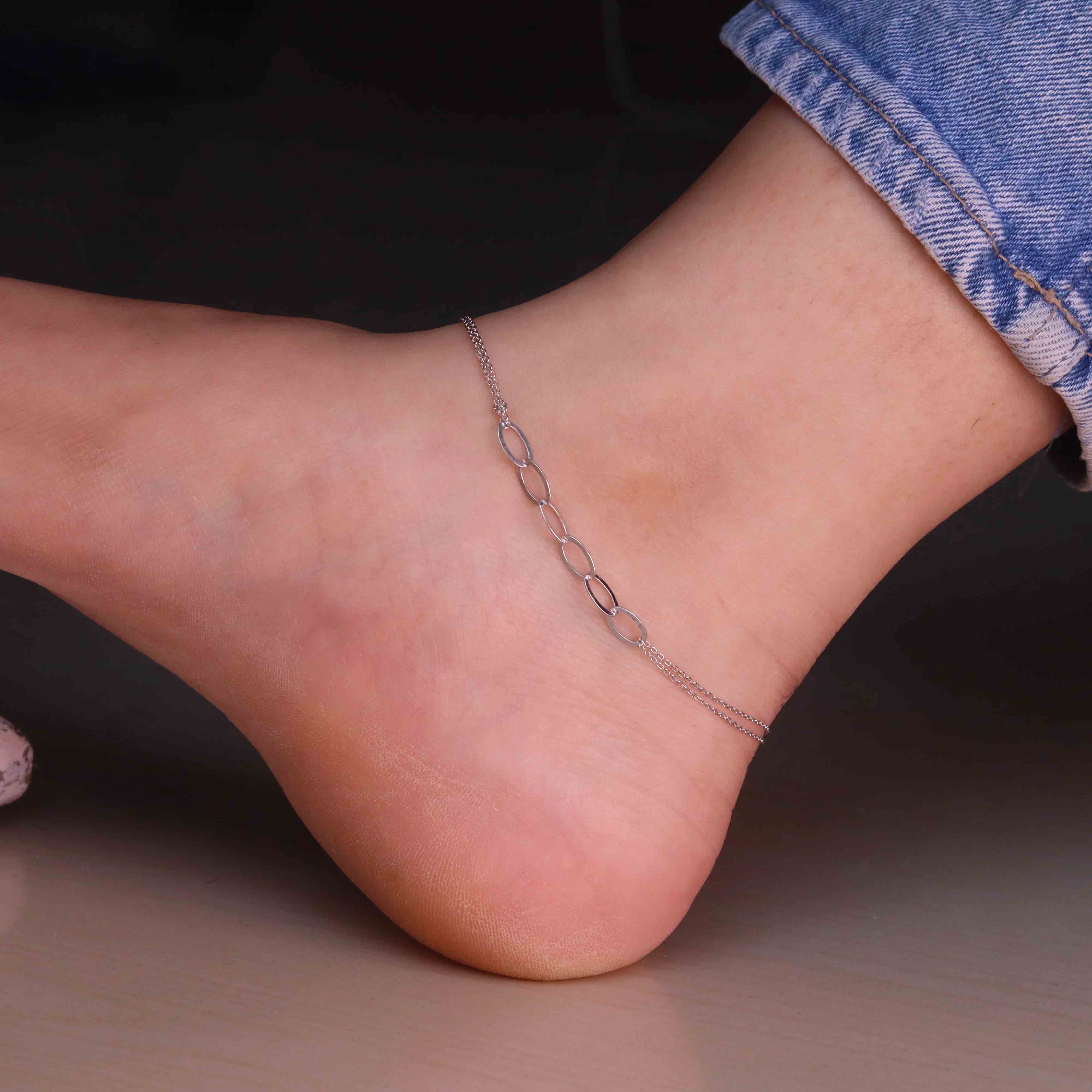 Minimalist Double Layer Silver Payal for Women